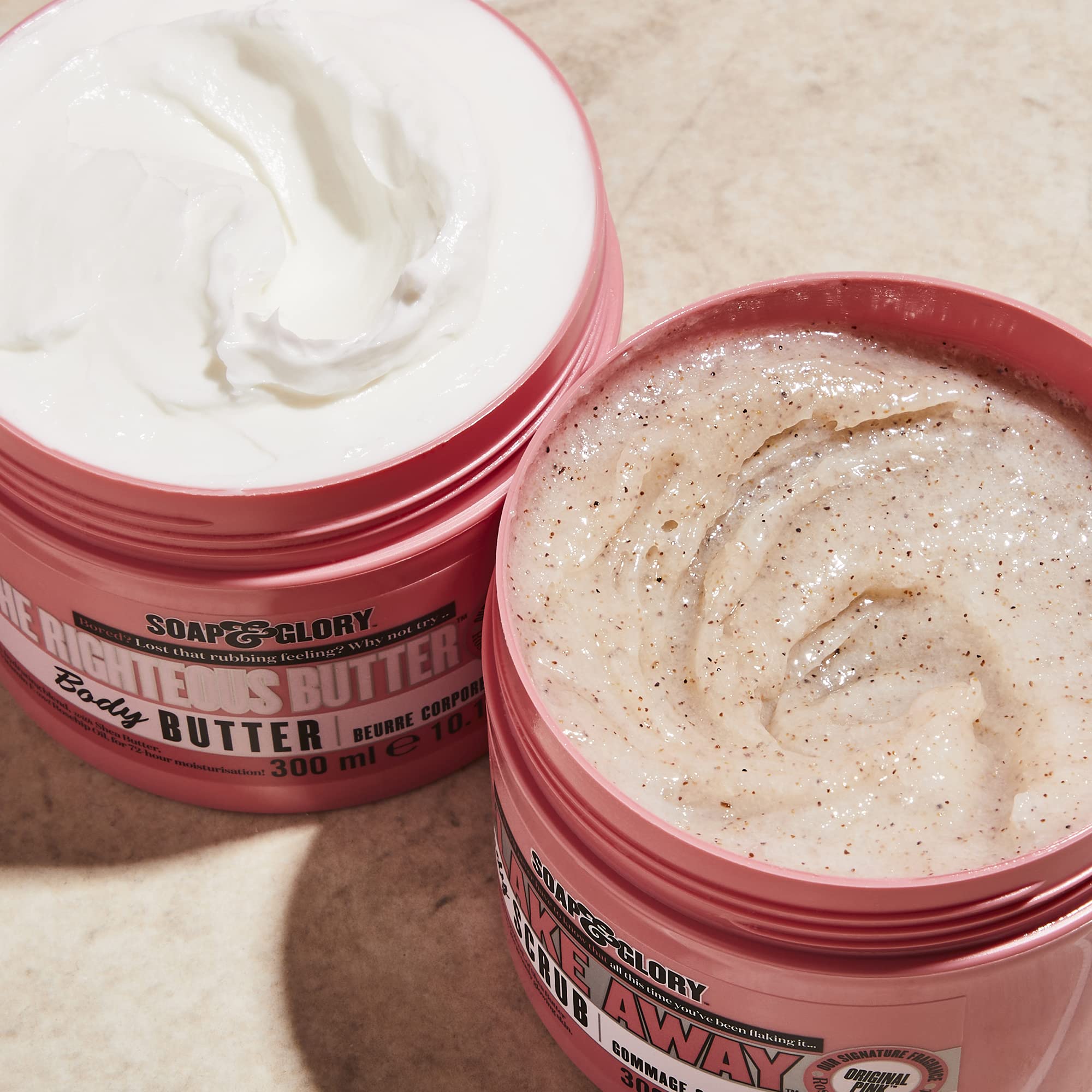 Soap & Glory The Righteous Butter Moisturizing Body Butter - Skin Hydration Body Moisturizer with Vitamin E, Rosehip Seed Oil & Shea Butter - Rich Body Cream for Soft & Smooth Skin (50ml)